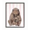 Playful Mother Bear and Cub Pink Stripe Nursery Illustration view 1