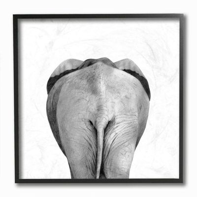Stupell Industries Grey Elephant Butt Minimal Black White Drawing