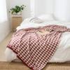 100% Cotton Knitted Wine Red Houndstooth Blanket Throw 59x79inch Summer Coverlet Blanket Bed Couch Sofa Decorative Throw view 1