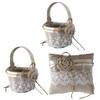 KateMelon Burlap Lace Ring Bearer Pillow and Wedding Flower Girl Baskets, Rustic Collection view 1