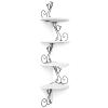 Alsonerbay Floating Corner Wood Shelves, 4 Tier Wall Mounted Rustic Storage Shelf, Cat Shaped Shelving for Wall, Solid Wooden Decor for Living Room, Bedroom, Kitchen, Bathroom, Office White view 1