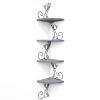 Alsonerbay Wall Mount Corner Shelves 4 Tier Floating Corner Storage Wood Shelves Decorative Rustic Radial Shelf in Cat Shape Weathered Grey view 1