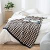100% Cotton Knitted Coffe Black Houndstooth Blanket Throw 79x90inch Summer Coverlet Blanket Bed Couch Sofa Decorative Throw view 1