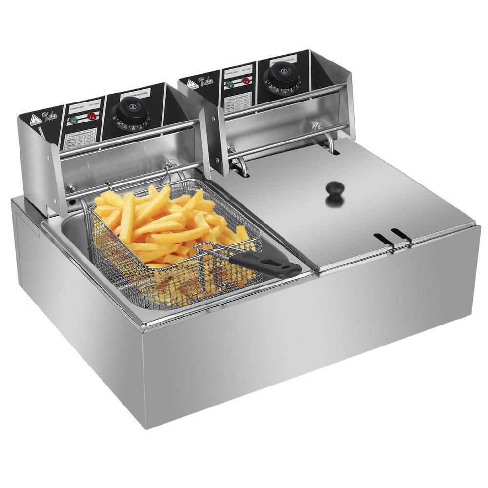 ColorJoy Electric Deep Fryer with Basket 12.7QT/12L 5000W Countertop Deep Fryer Commercial Large TankStainless Steel French Fries Fryer Restaurant