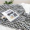 100% Cotton Knitted Black White Houndstooth Blanket Throw 79x90inch Summer Coverlet Blanket Bed Couch Sofa Decorative Throw view 2