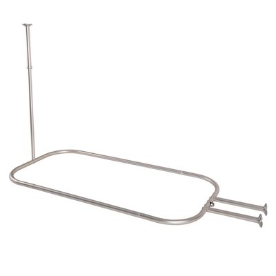 Utopia Alley Rustproof Wall Mounted Aluminum Hoop Shower Rod | Ceiling Support for Clawfoot Tub, 54 Inch Extra Large Size by 26 Inch, Stylish & Comfortable Bathroom Decor, Satin Nickel(64"L x 26"W)