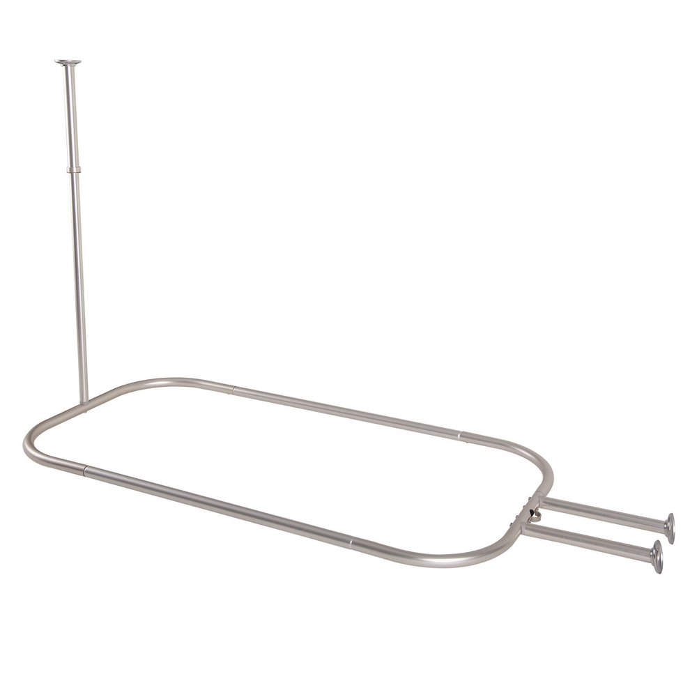 Utopia Alley Rustproof Wall Mounted Aluminum Hoop Shower Rod | Ceiling Support for Clawfoot Tub, 54 Inch Extra Large Size by 26 Inch, Stylish & Comfortable Bathroom Decor, Satin Nickel(64"L x 26"W)