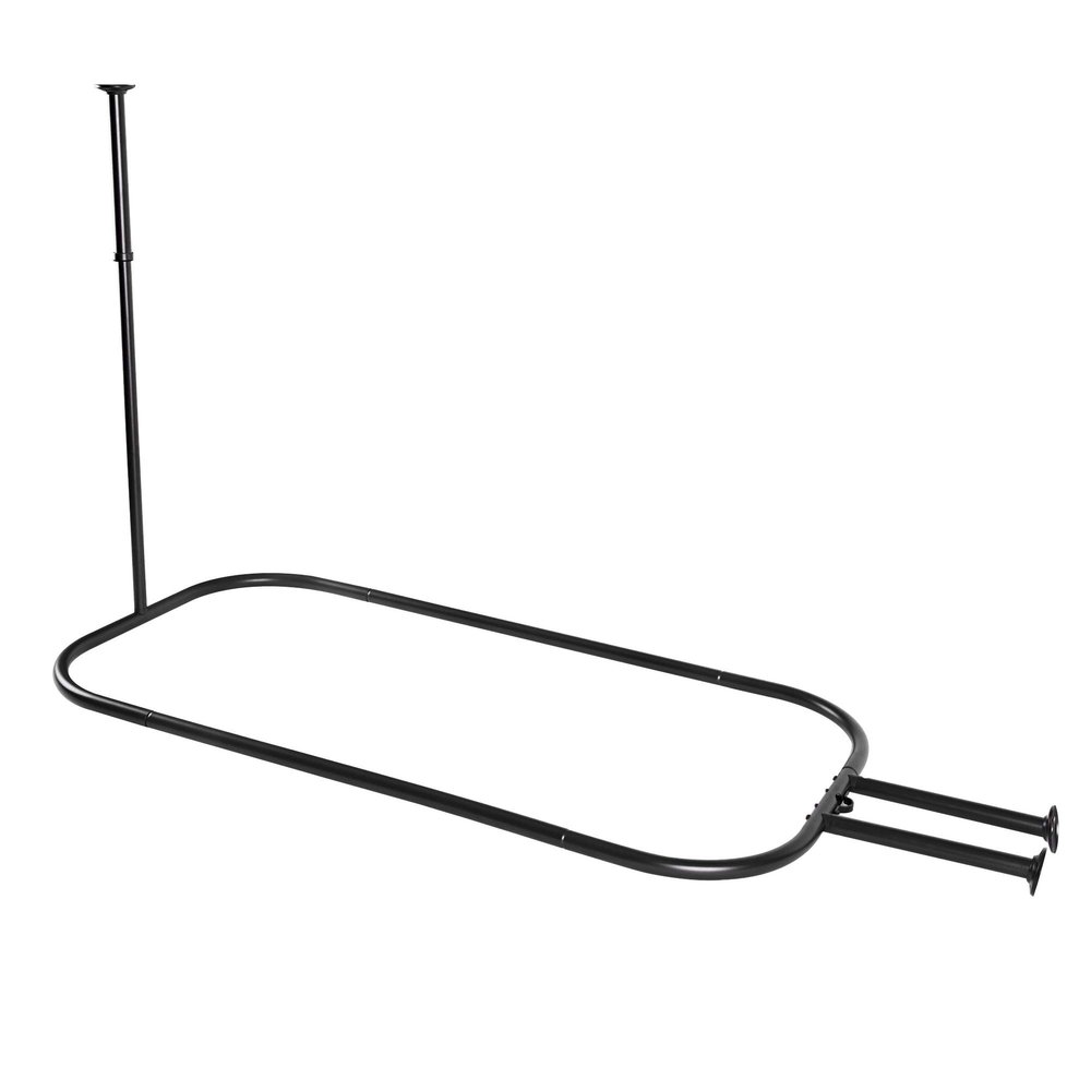 Utopia Alley Rustproof Wall Mounted Aluminum Hoop Shower Rod | Ceiling Support for Clawfoot Tub, 54 Inch Extra Large Size by 26 Inch, Stylish & Comfortable Bathroom Decor, Black Finish (64"L x 26"W)