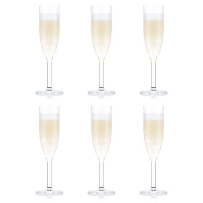 Bodum Oktett BPA-Free SAN Plastic Shatterproof Glass, 4 Ounce (6-Pack), Champagne Flute