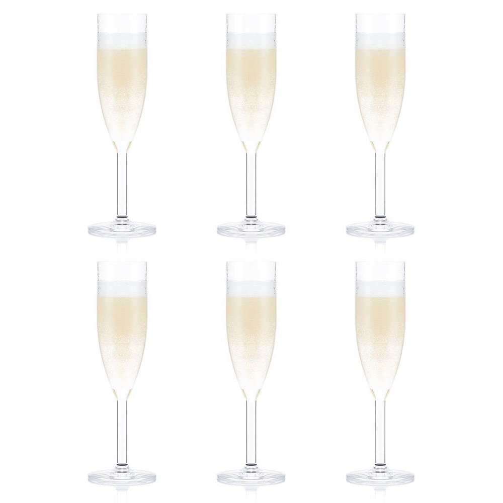 Bodum Oktett BPA-Free SAN Plastic Shatterproof Glass, 4 Ounce (6-Pack), Champagne Flute