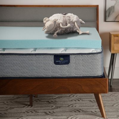 Serta ThermaGel Cooling, Pressure-Relieving Memory Foam Mattress Topper, 3 Inch, Queen,Blue