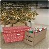 Covermates Keepsakes Adjustable Ornament Storage Box  Heavy-Duty Polyester, Padded Dividers & FlexGrid Trays  Protective Holiday Organizer with Stackable Walls & Label Window, Red Snowflake view 2