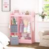 UTEX Kids Armoire Wardrobe Closet with Mirror and Storage Bin, Pink, 33.4 in W x 15.75 in D x 44.5 in H view 2