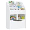 UTEX Kids Bookshelf with Movable Toy Box, Toddler Book Shelf and Toy Storage, Children Book Display Rack Toy Chest Combo for Kids Room & Nursery, White view 1