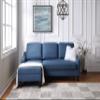 OSP Home Furnishings Lester Chaise Sleeper Sofa in Twin/Single Size with Black Legs, Blue Fabric view 2