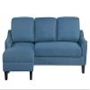 OSP Home Furnishings Lester Chaise Sleeper Sofa in Twin/Single Size with Black Legs, Blue Fabric view 4