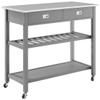 Crosley Furniture Chloe Stainless Steel Top Rolling Kitchen Island Storage Cart, Microwave Stand, Wine Rack, Gray view 1