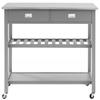Crosley Furniture Chloe Stainless Steel Top Rolling Kitchen Island Storage Cart, Microwave Stand, Wine Rack, Gray view 2