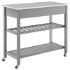 Crosley Furniture Chloe Stainless Steel Top Rolling Kitchen Island Storage Cart, Microwave Stand, Wine Rack, Gray view 3