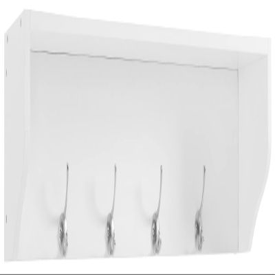 Crosley Furniture Harper Entryway Storage Wall Shelf, with Coat Rack Hooks for Hanging, White