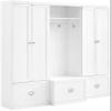 Crosley Furniture Harper 3-Piece Hall Tree and Storage Cabinet Set with Entryway Bench and Hooks for Hanging, White view 1