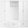 Crosley Furniture Harper 3-Piece Hall Tree and Storage Cabinet Set with Entryway Bench and Hooks for Hanging, White view 2