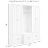 Crosley Furniture Harper 3-Piece Hall Tree and Storage Cabinet Set with Entryway Bench and Hooks for Hanging, White view 4