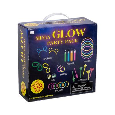 Fun Express Plastic Glow Sticks & Accessories Party Pack - Neon Glow Sticks, Bracelets, & for Events & Celebrations - 250-Piece