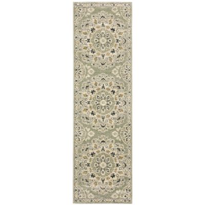 Oriental Weavers Florence Area Rug - 4334E - 2'3" x 7'6" - in Sage/Ivory - Vintage Inspired, Stain Resistant, Family and Pet Friendly, Entryway, Hallway Runner Rug
