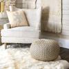 nuLOOM Ling Round Knit Filled Ottoman Pouf Gold 14" x 20" x 20" view 1