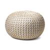 nuLOOM Ling Round Knit Filled Ottoman Pouf Gold 14" x 20" x 20" view 3