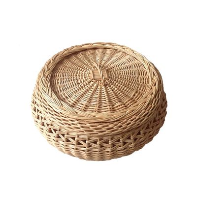 Egg Basket, With Lid Modern Simple Weave Hamper For Picnic Food Fruit Bread Bathroom Storage (Size : Diameter 26cm)