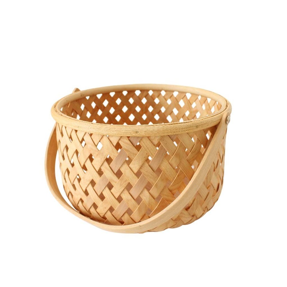 Egg Basket, Modern Simple Portable Weave Hamper For Picnic Food Fruit Bread Bathroom Storage (Color : S)