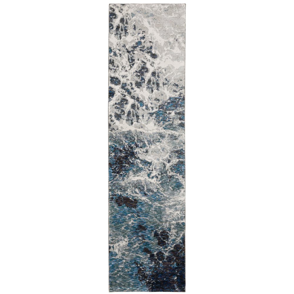 Sphinx Moretti Remark Area Rug 0962A Blue Waves Ocean 2' 3" x 8' Rectangle