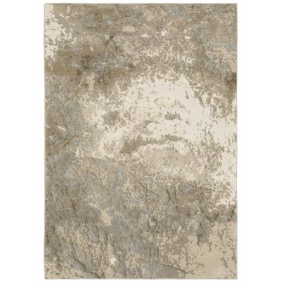 Oriental Weavers Evolution Area Rug - 0960A - 6'7" x 9'6" - in Beige/Grey - Modern Industrial Style, Stain Resistant, Family and Pet Friendly, Dining, Living Room Rug