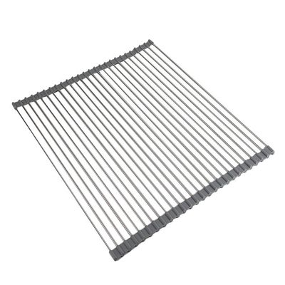 Ahyuan Roll up Dish Drying Rack Over The Sink Kitchen Roll up Sink Drying Rack Portable Dish Drainer Foldable Dish Drying Rack (Warm Gray, 20.5''X19.7'')