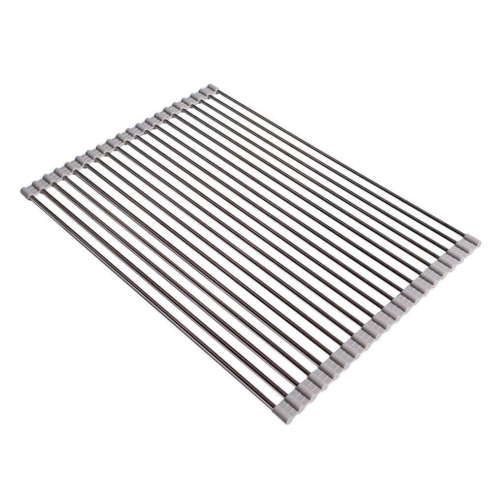 Ahyuan Roll up Dish Drying Rack Over The Sink Kitchen Roll up Sink Drying Rack Portable Dish Drainer Foldable Dish Drying Rack (Warm Gray, 20.5''X14'')