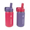 ThermoFlask Kids 14 oz Insulated Water Bottles with Straw Lid BPA-Free Stainless Steel Leakproof & Spill-Proof Design Easy Clean Wide Mouth 2-Pack for School, Sports, Playdates, Punch/Eggplant view 1