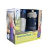 ThermoFlask Kids 14 oz Insulated Water Bottles with Straw Lid BPA-Free Stainless Steel Leakproof & Spill-Proof Design Easy Clean Wide Mouth 2-Pack for School, Sports, Playdates, Harbor Grey/Denim view 2