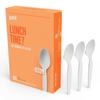 Perk HeavyWeight Plastic Spoons, 100 Count Disposable Spoons for Breakfast, Desserts & Everyday Use, White view 1