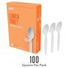 Perk HeavyWeight Plastic Spoons, 100 Count Disposable Spoons for Breakfast, Desserts & Everyday Use, White view 2