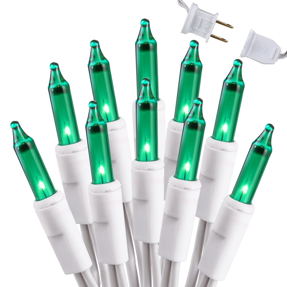 Brizled Green Christmas Lights, 69.6ft 300 Count Mini String Lights Connectable, 120V UL Certified Incandescent Light White Wire, Green Xmas Tree Light for Indoor Outdoor Xmas Halloween Tree Party