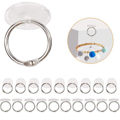OOTSR 2cm Adhesive Ceiling Hook Small Disc Hanging Hook with 2.5cm Binding Rings, Sticky Disc Powerful Poster Holder Ceiling Suspension and Wall Hooks Strong Tape Ceiling Flagpole Set