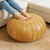 Thgonwid Handmade Storage Pouf Ottoman Foot Stool - Faux Suede Round Floor Cushion 21.6"x13" for Living Room, Bedroom, Wedding Decor, Unstuffed (Yellow) view 1