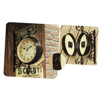 BESPORTBLE Antique Wall Clock Vintage Double Sided Large Wall Clock Silent Iron Metal Decor for Home
