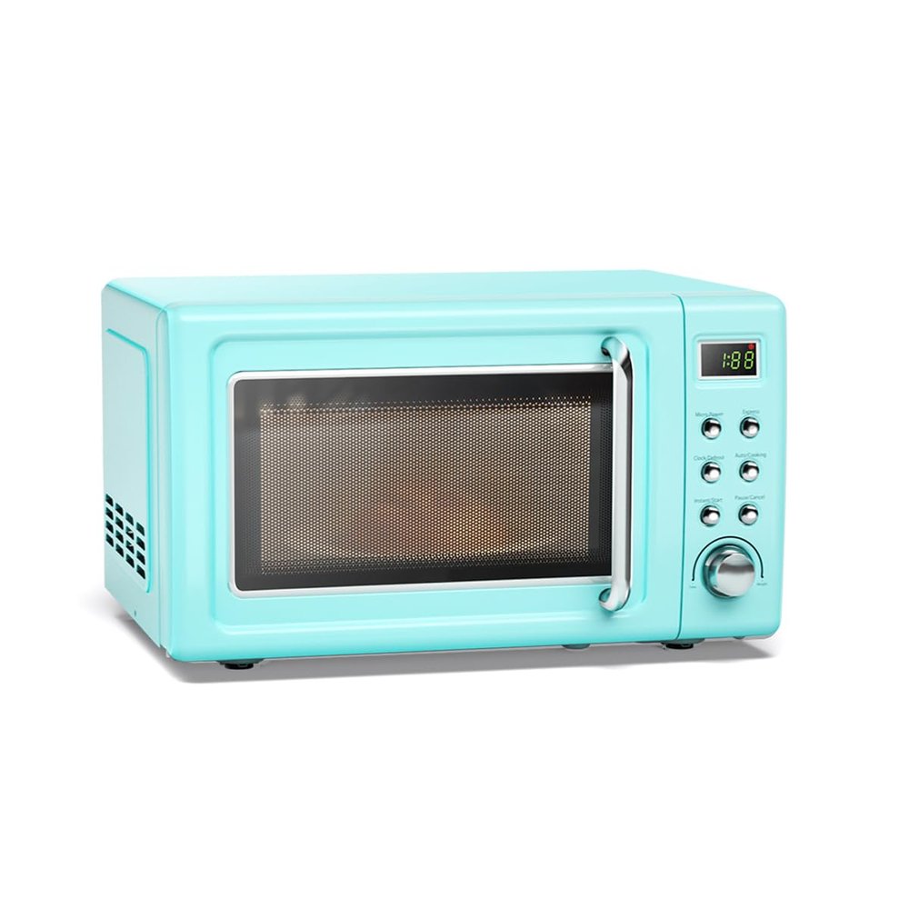 ARLIME Retro Microwave 0.7Cu.ft, 700 Watt Countertop Microwave with 5 Micro Power Defrost & Auto Cooking Function, LED Display, Child Lock, Small Microwave for Kitchen, RV, Dorm (Green)