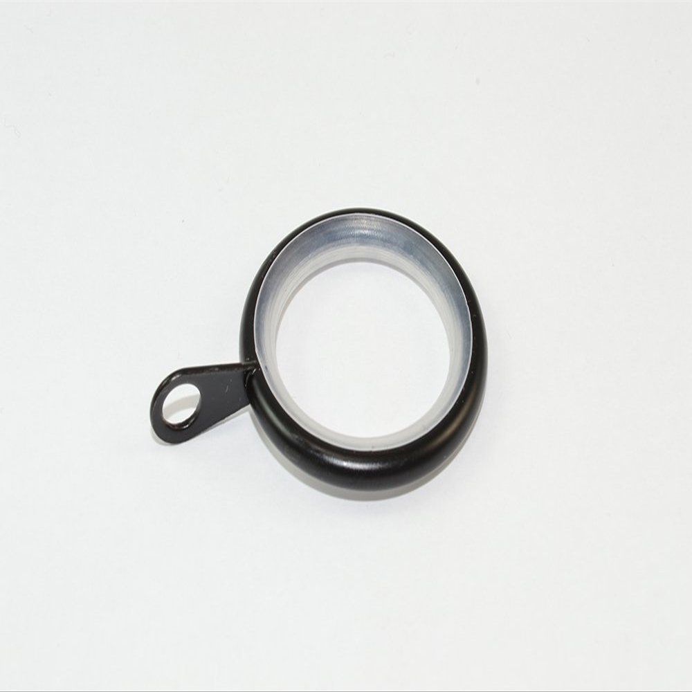 100 x Curtain Drape Rod Rings Silent Fixed Eye Black ID 25mm - OD 32mm