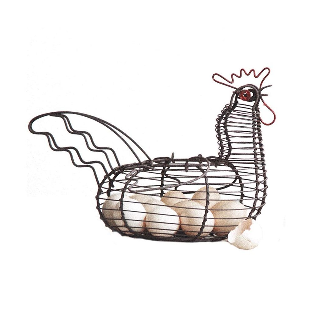 Egg Basket, Metal Art Chicken-Shaped Racks & Holders Nordic Kitchen Home Decoration Fruits Bread Storage Hamper