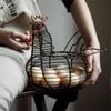 Egg Basket, Metal Art Chicken-Shaped Racks & Holders Nordic Kitchen Home Decoration Fruits Bread Storage Hamper view 3