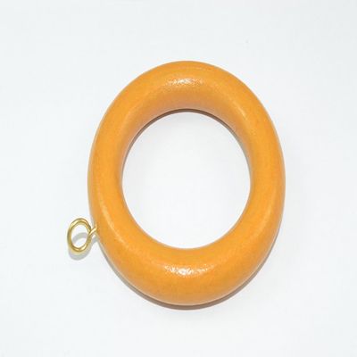 48 x Wooden Curtain Rod Pole Rings with Screw Eye Medium Brown ID 45mm